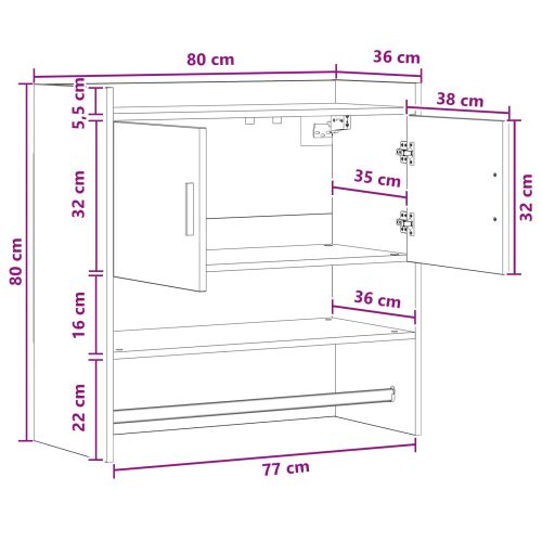Стенен рафт Монтиране на стена Старо дърво 80 x 36 x 80 см