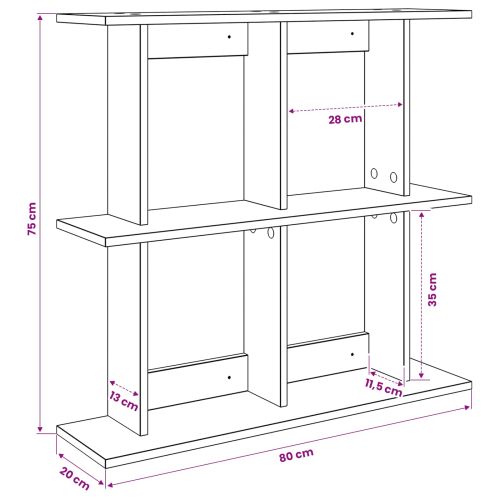 Стенен рафт Монтиране на стена Сив Сонома 80 x 20 x 75 см