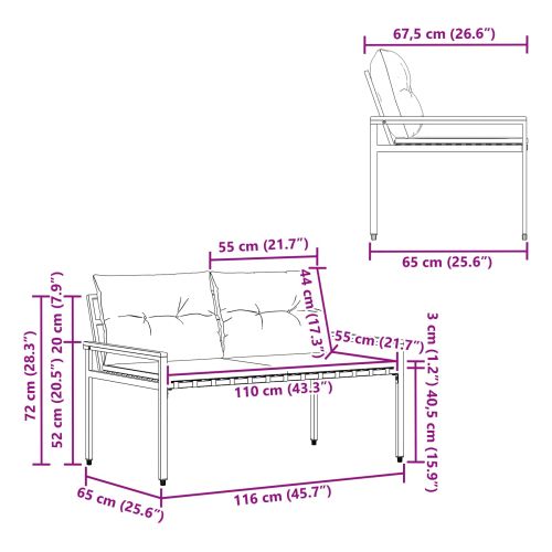 Външна пейка 2 -Seater 116 x 67,5 x 72 см полиратан Кремавобяло