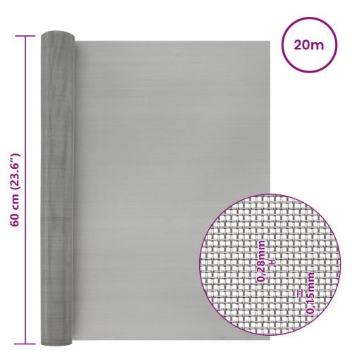 Мрежест екран 60 x 2000 cm 60 Mesh Неръждаема стомана 201