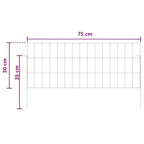 Оградата за градината с колчета 48 бр. 75 x 30 см Сребристо