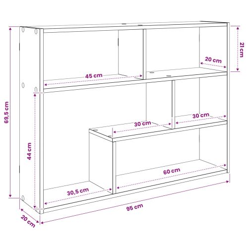 Стенен рафт Монтиране на стена Бетонно сиво 95 x 20 x 69,5 см
