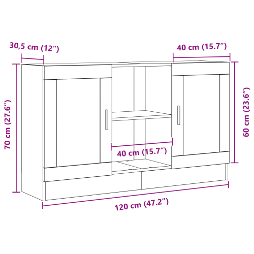 Служебен шкаф Черния дъб 120 x 30,5 x 70 см Инженерна дървесина