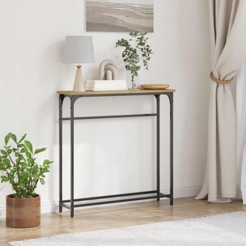 Конзолна маса с рафт Дъб 75 x 19,5 x 75 см Инженерно дърво