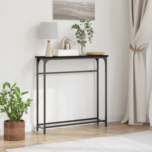 Конзолна маса Черния дъб 75 x 19,5 x 75 см Инженерно дърво