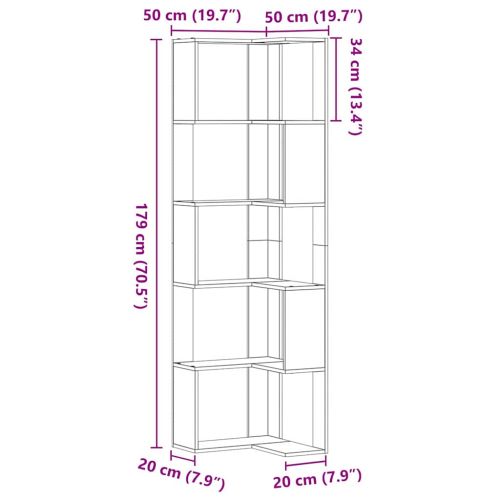 Библиотека 5 нива 50 x 50 x 179 см Черния дъб