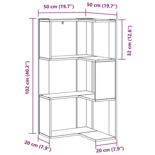 Библиотека 3 нива 50 x 50 x 102 см Черния дъб