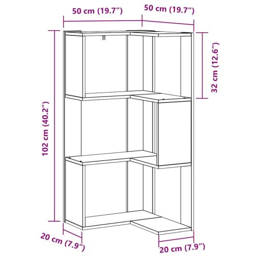Библиотека 3 нива 50 x 50 x 102 см Черния дъб