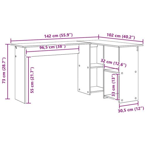 Бюро Дъб 142 x 102 x 73 см Инженерна дървесина