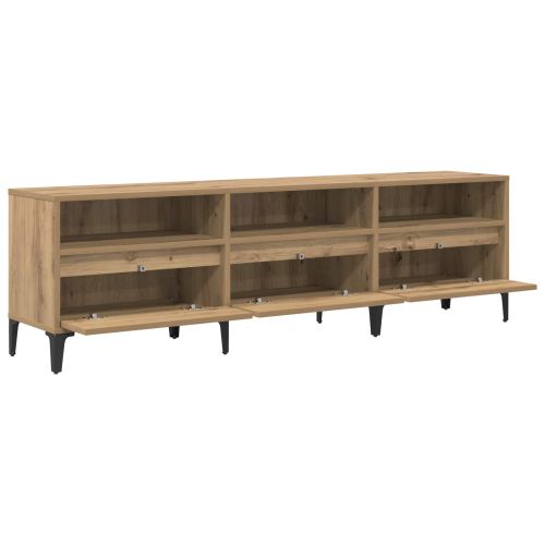 ТВ шкаф 150 x 30 x 45 см Дъб Инженерна дървесина и желязо