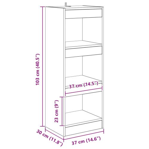 Шкаф за книги 3 нива 37 x 30 x 103 см Инженерно дърво