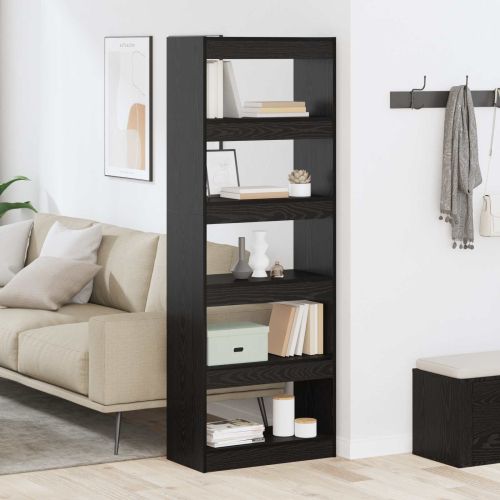 Шкаф за книги Черен дъб 60 x 30 x 166 см Инженерно дърво