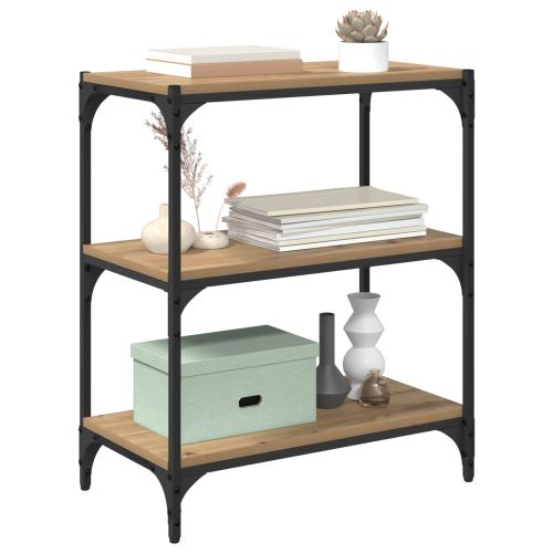 Шкаф за книги 3 нива 60 x 33 x 70,5 см дъб артизан