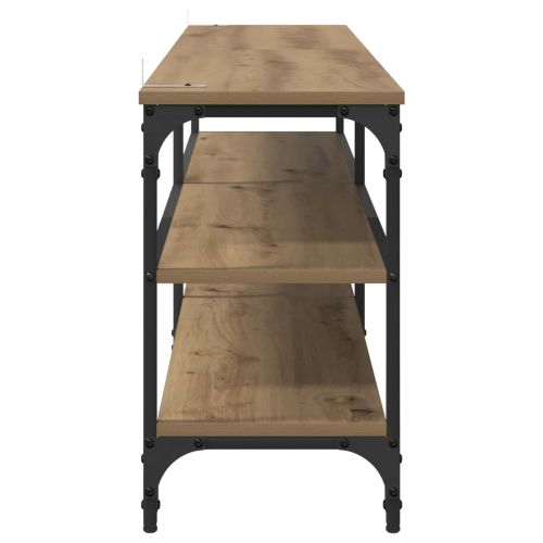 ТВ шкаф 160 x 30 x 50 см Дъб Инженерна дървесина и желязо