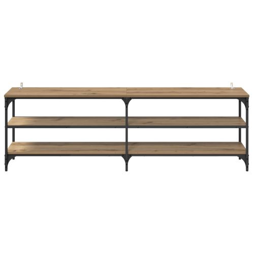 ТВ шкаф 160 x 30 x 50 см Дъб Инженерна дървесина и желязо
