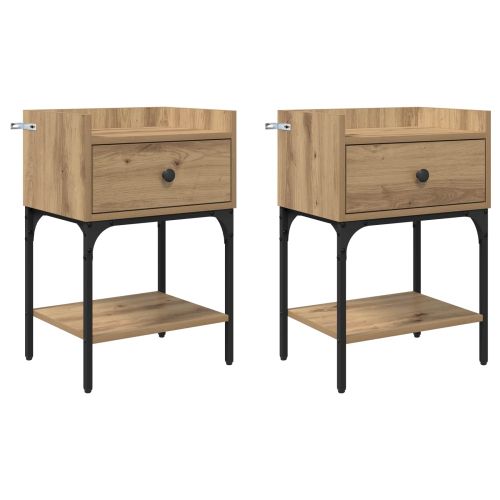 Нощно шкафче 2 бр. Дъб 40 x 29 x 60 см Инженерна дървесина