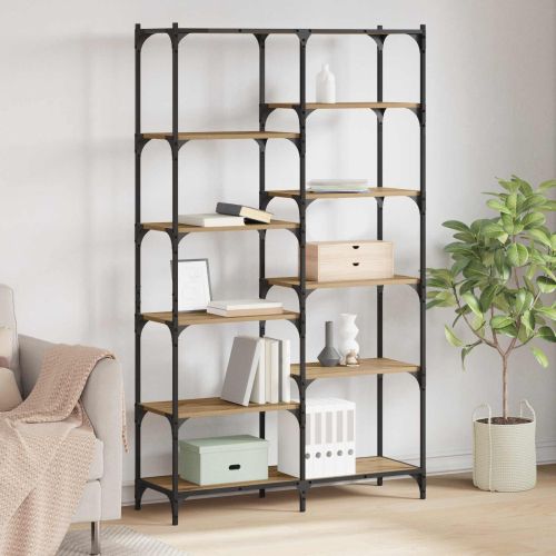 Рафт за книги дъб артизан 100 x 32 x 170 см Инженерно дърво