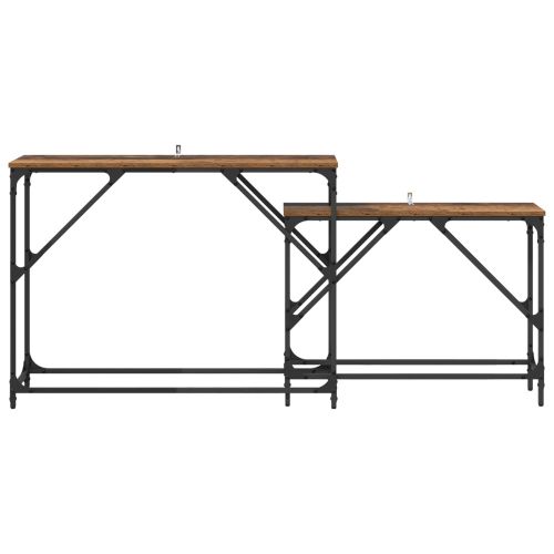 Конзолна маса 2 pcs Старо дърво 100 x 28 x 75 см