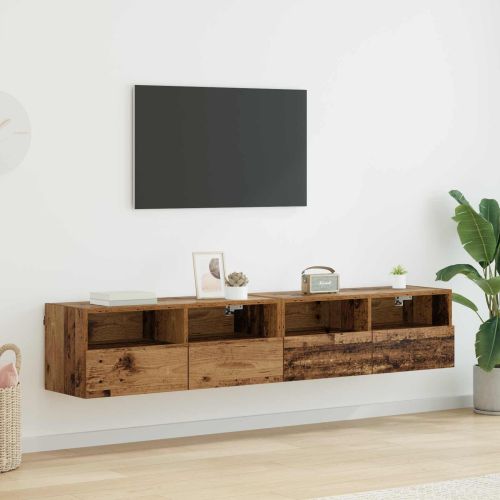 Кабинети за телевизор на стената 2 pcs Старо дърво