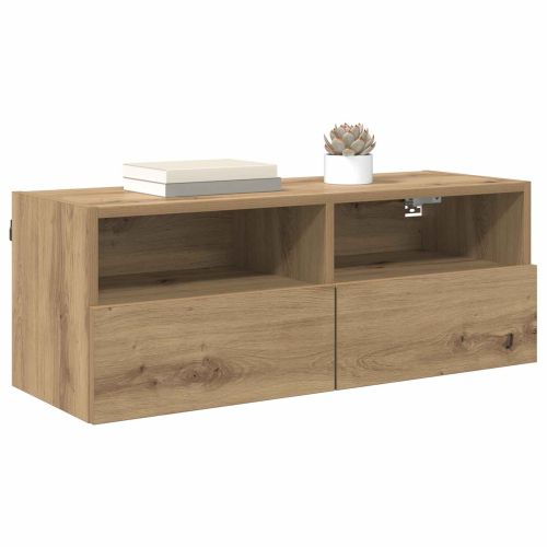 Кабинети за телевизор на стената 2 pcs Дъб Инженерно дърво