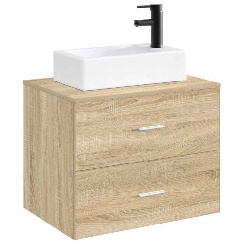 Мивка за баня с кран и отвод Матово черно 45,5 x 25,5 x 13 см