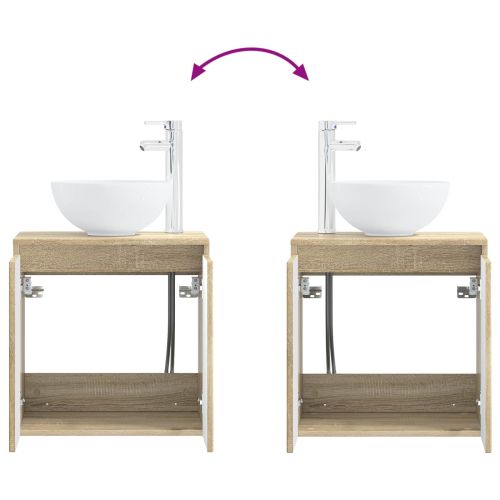 Монтирана на стена мивка и тоалетка Дъб сонома