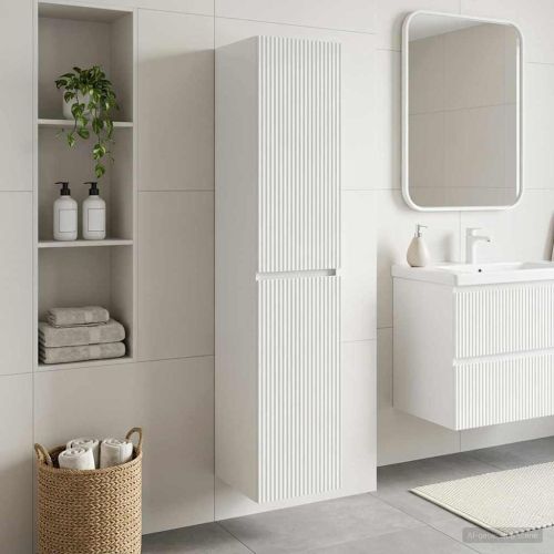 Стенно Баня Кабинет Бял гланц 33 x 34,5 x 160 см