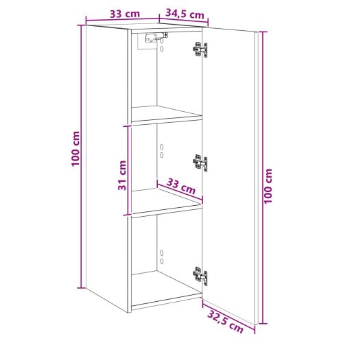 Стенно Баня Кабинет Бетонно сиво 33 x 34,5 x 100 см