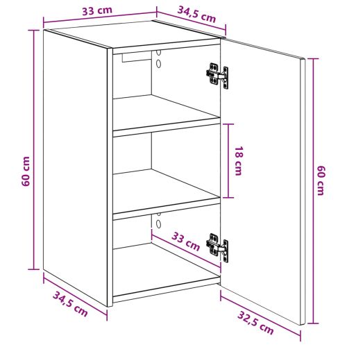 Стенно Баня Кабинет Бяло 33 x 34,5 x 60 см Инженерна дървесина