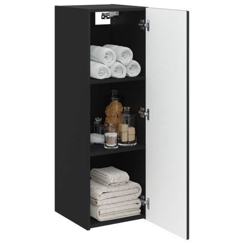 Стенно Баня Кабинет Черно 33 x 34,5 x 60 см Инженерна дървесина