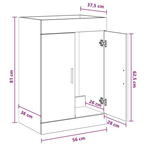 Кабинет под мивка за баня Дъб сонома 56 x 37,5 x 81 см