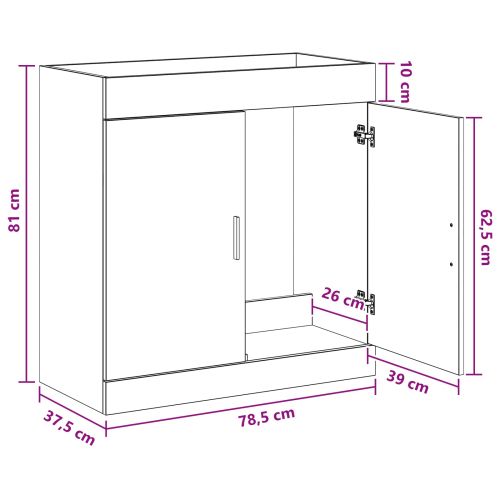 Кабинет под мивка за баня Черен дъб 78,5 x 37,5 x 81 см