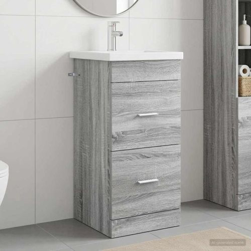 Баня с мивка Сив Сонома 42 x 40 x 84,5 см Инженерна дървесина