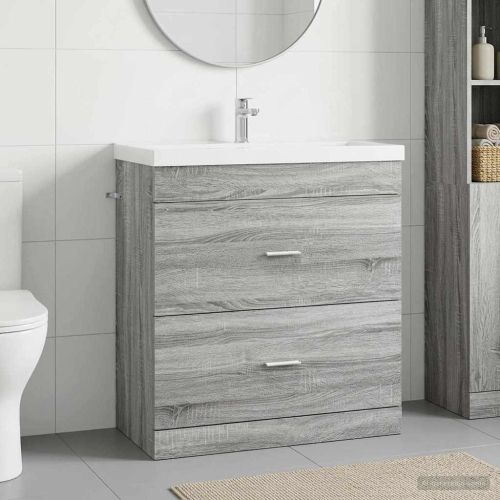 Кабинет под мивка за баня Сив Сонома 78,5 x 37,5 x 81 см