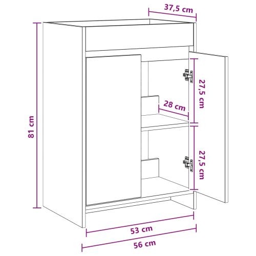 Кабинет под мивка за баня Дъб сонома 56 x 37,5 x 81 см