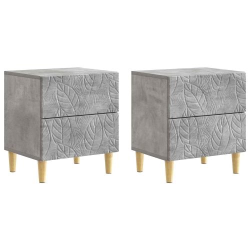Нощно шкафче 2 бр. Бетонно сиво 43 x 34,5 x 48 см