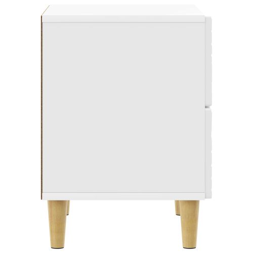Нощно шкафче Бял гланц 43 x 34,5 x 48 см Инженерна дървесина