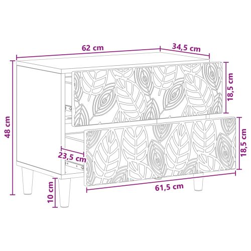 Нощно шкафче Черно 62 x 34,5 x 48 см Инженерна дървесина