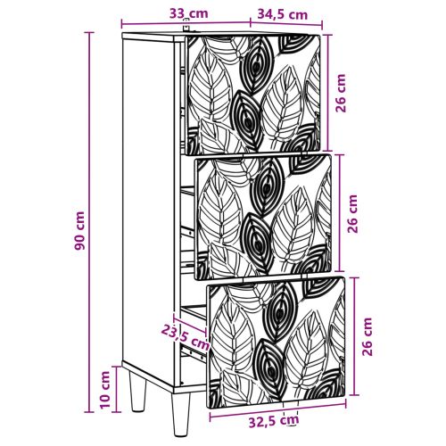 Чекмеджетен шкаф 33 x 34,5 x 90 см Инженерна дървесина Бяло