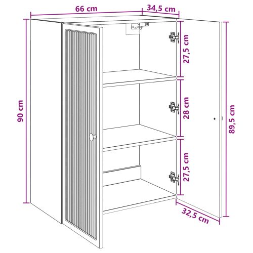 Стенно шкафче Сив Сонома 66 x 34,5 x 90 см Инженерна дървесина