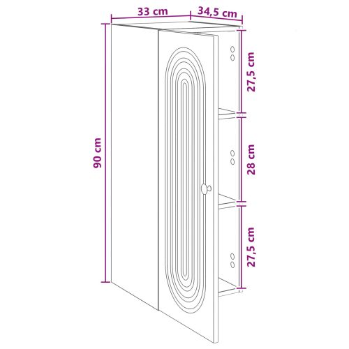Стенно шкафче Бетонно сиво 33 x 34,5 x 90 см