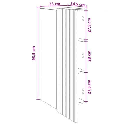 Стенно шкафче Черно 33 x 34,5 x 94 см Инженерна дървесина