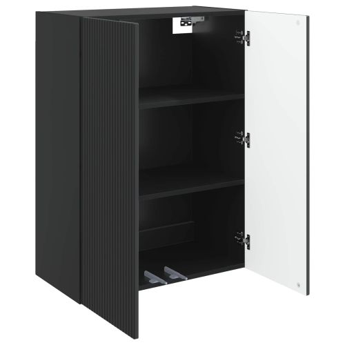 Стенно шкафче 66 x 34,5 x 90 см Инженерна дървесина Черно