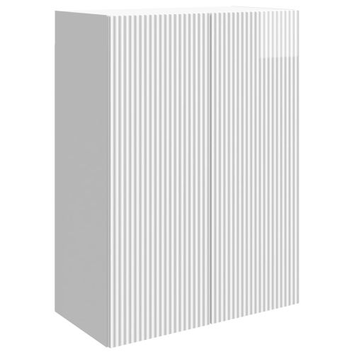 Стенно шкафче 66 x 34,5 x 90 см Инженерна дървесина Бял гланц