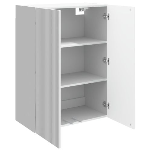 Стенно шкафче 66 x 34,5 x 90 см Инженерна дървесина Бял гланц