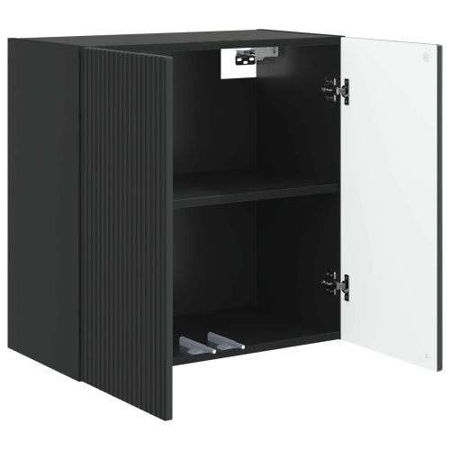 Стенно шкафче 59 x 31 x 60 см Инженерна дървесина Черно