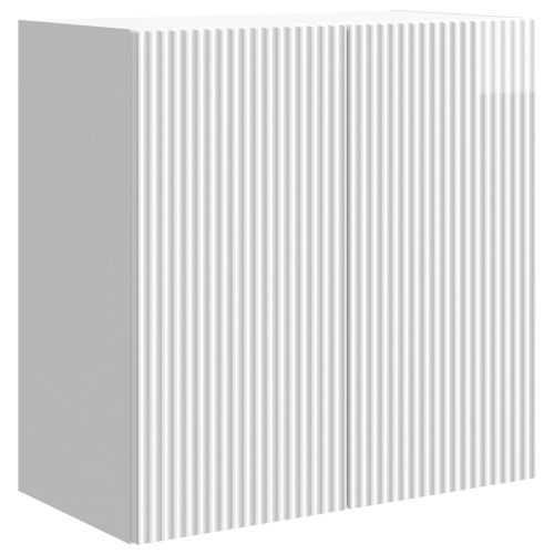 Стенно шкафче 59 x 31 x 60 см Инженерна дървесина Бял гланц