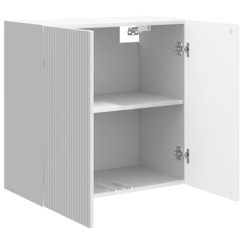 Стенно шкафче 59 x 31 x 60 см Инженерна дървесина Бял гланц