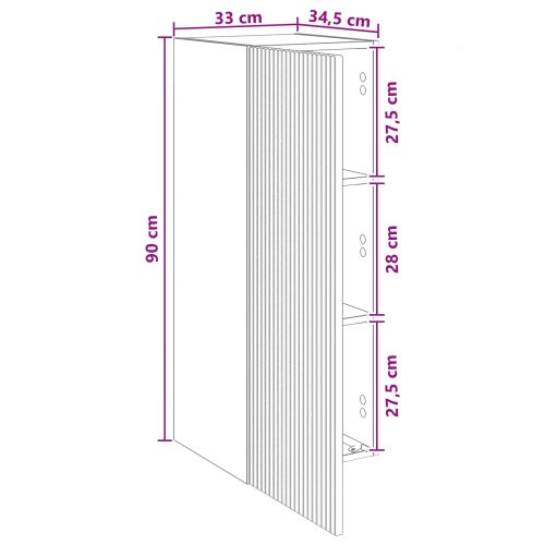 Стенно шкафче 33 x 34,5 x 90 см Инженерна дървесина Черно