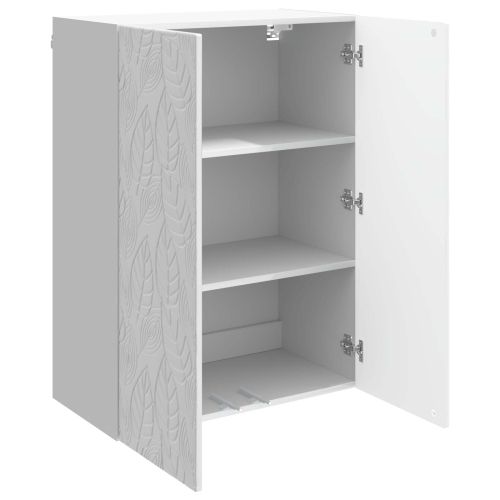 Стенно шкафче 66 x 34,5 x 90 см Инженерна дървесина Бял гланц